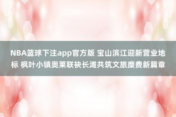 NBA篮球下注app官方版 宝山滨江迎新营业地标 枫叶小镇奥莱联袂长滩共筑文旅糜费新篇章