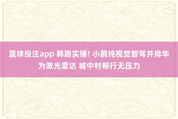篮球投注app 韩路实锤! 小鹏纯视觉智驾并排华为激光雷达 城中村畅行无压力