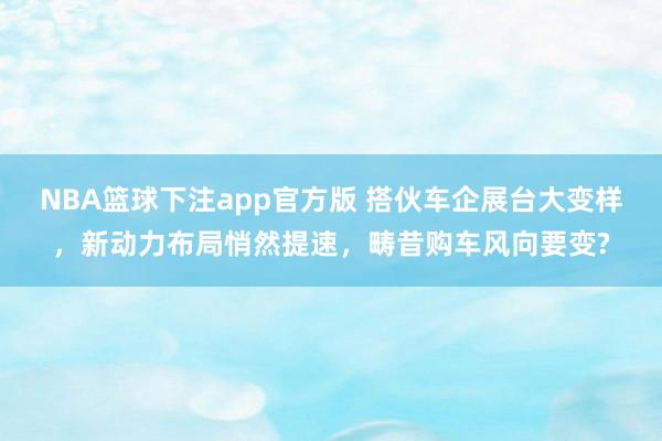 NBA篮球下注app官方版 搭伙车企展台大变样，新动力布局悄然提速，畴昔购车风向要变?