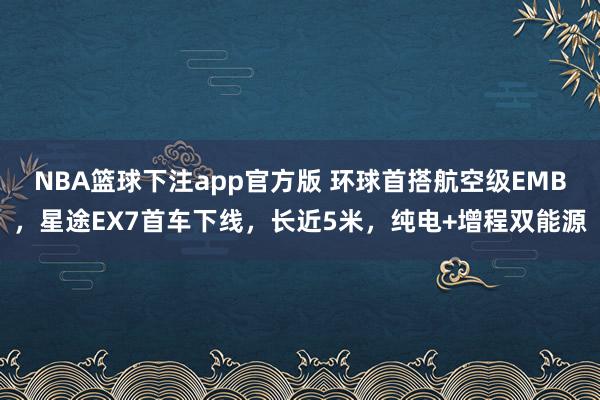 NBA篮球下注app官方版 环球首搭航空级EMB，星途EX7首车下线，长近5米，纯电+增程双能源