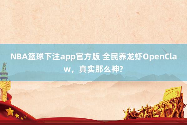 NBA篮球下注app官方版 全民养龙虾OpenClaw，真实那么神?