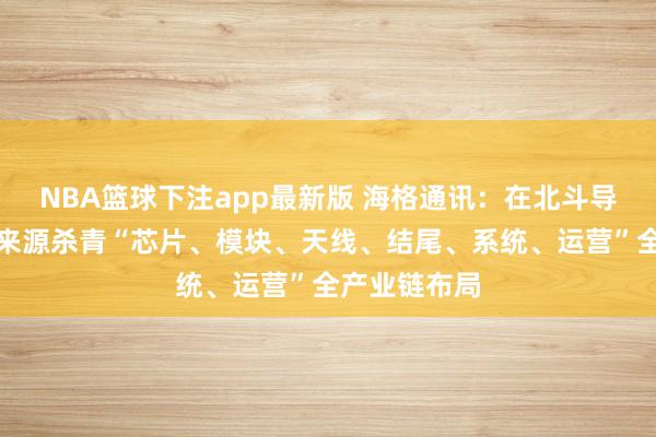 NBA篮球下注app最新版 海格通讯：在北斗导航范围公司来源杀青“芯片、模块、天线、结尾、系统、运营”全产业链布局