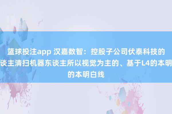 篮球投注app 汉嘉数智：控股子公司伏泰科技的无东谈主清扫机器东谈主所以视觉为主的、基于L4的本明白线