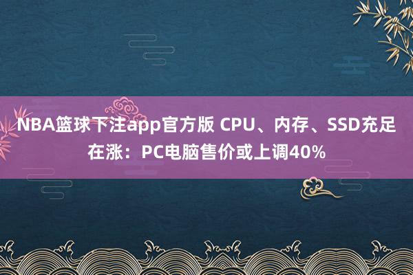 NBA篮球下注app官方版 CPU、内存、SSD充足在涨：PC电脑售价或上调40%