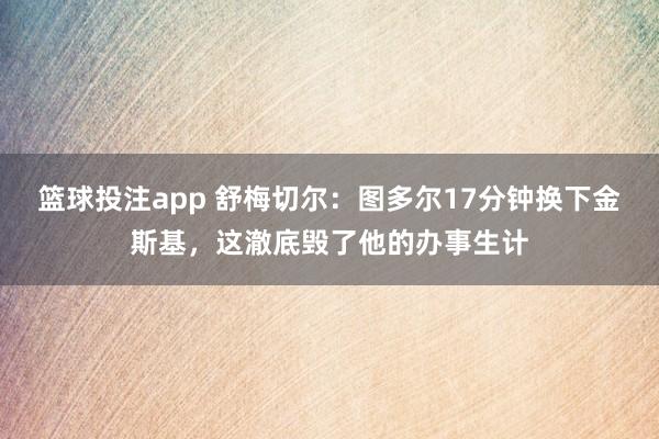篮球投注app 舒梅切尔：图多尔17分钟换下金斯基，这澈底毁了他的办事生计