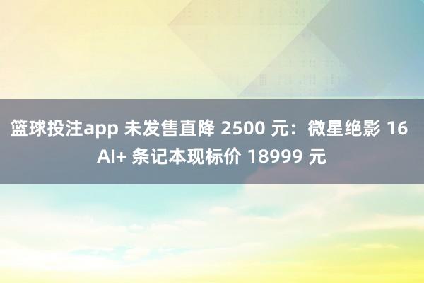 篮球投注app 未发售直降 2500 元：微星绝影 16 AI+ 条记本现标价 18999 元