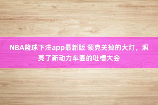 NBA篮球下注app最新版 领克关掉的大灯，照亮了新动力车圈的吐槽大会