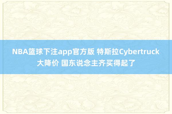 NBA篮球下注app官方版 特斯拉Cybertruck大降价 国东说念主齐买得起了