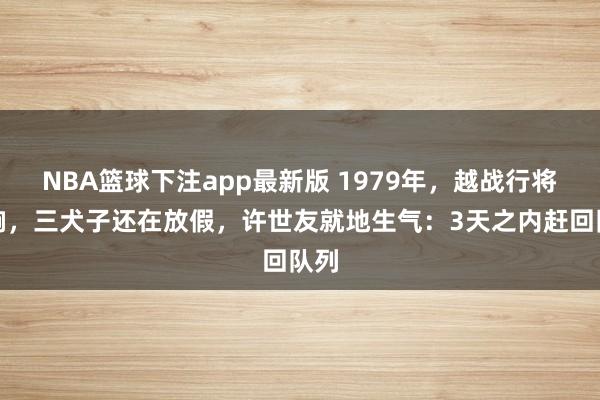 NBA篮球下注app最新版 1979年，越战行将打响，三犬子还在放假，许世友就地生气：3天之内赶回队列