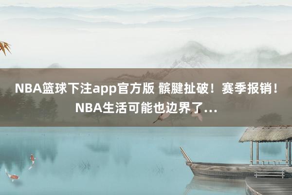 NBA篮球下注app官方版 髌腱扯破！赛季报销！NBA生活可能也边界了…