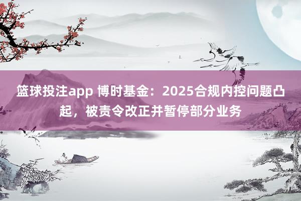 篮球投注app 博时基金：2025合规内控问题凸起，被责令改正并暂停部分业务