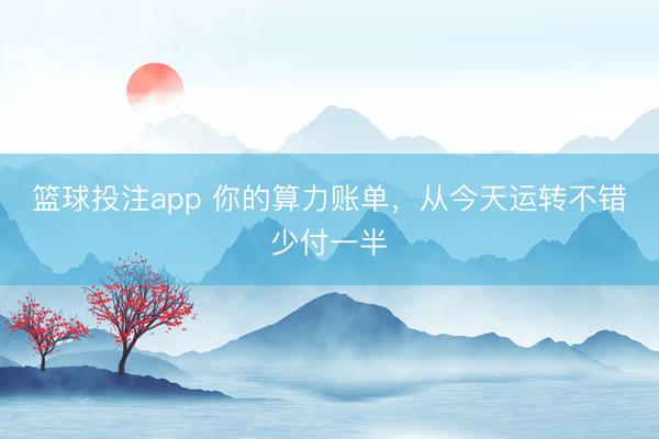 篮球投注app 你的算力账单，从今天运转不错少付一半