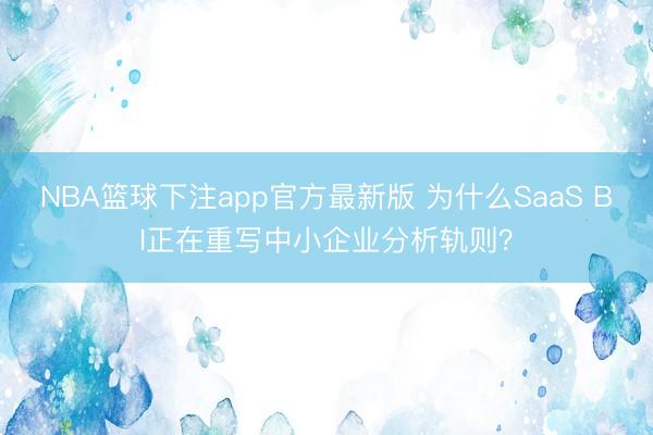 NBA篮球下注app官方最新版 为什么SaaS BI正在重写中小企业分析轨则？