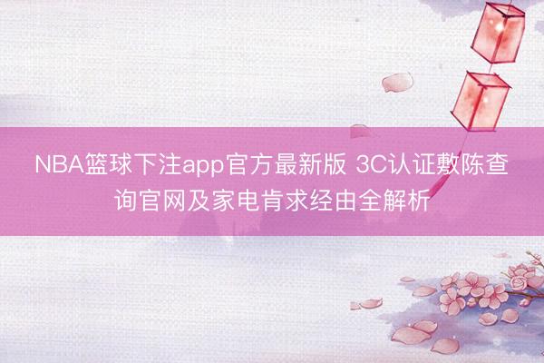 NBA篮球下注app官方最新版 3C认证敷陈查询官网及家电肯求经由全解析