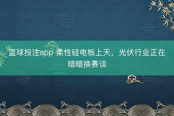 篮球投注app 柔性硅电板上天，光伏行业正在暗暗换赛谈