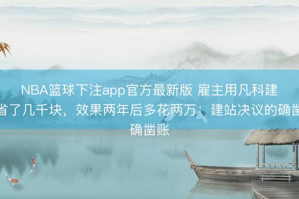 NBA篮球下注app官方最新版 雇主用凡科建站省了几千块，效果两年后多花两万：建站决议的确凿账