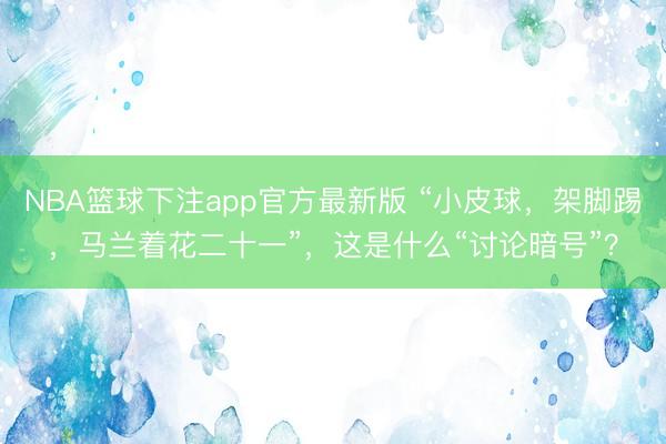 NBA篮球下注app官方最新版 “小皮球，架脚踢，马兰着花二十一”，这是什么“讨论暗号”？