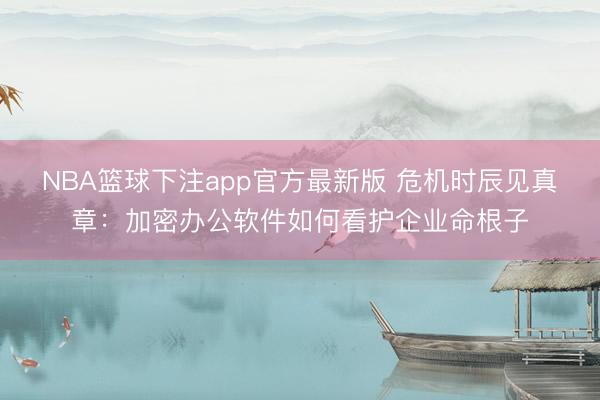 NBA篮球下注app官方最新版 危机时辰见真章：加密办公软件如何看护企业命根子