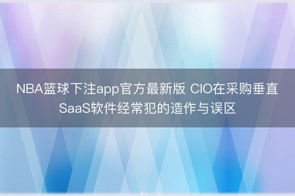 NBA篮球下注app官方最新版 CIO在采购垂直SaaS软件经常犯的造作与误区
