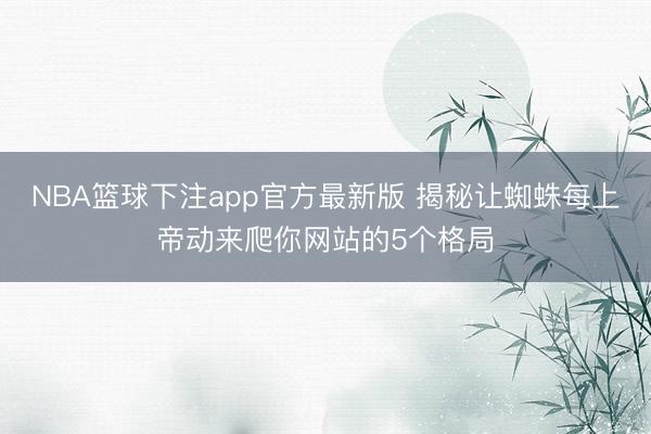 NBA篮球下注app官方最新版 揭秘让蜘蛛每上帝动来爬你网站的5个格局