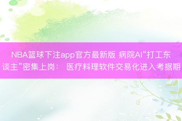 NBA篮球下注app官方最新版 病院AI“打工东谈主”密集上岗： 医疗料理软件交易化进入考据期