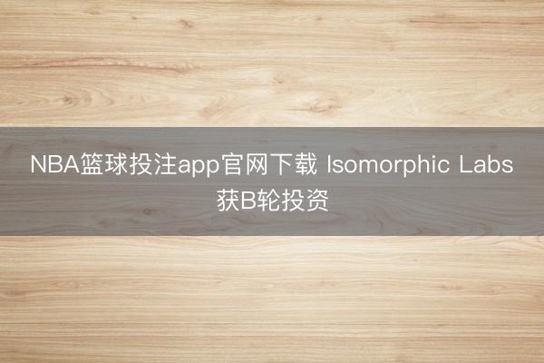 NBA篮球投注app官网下载 Isomorphic Labs获B轮投资