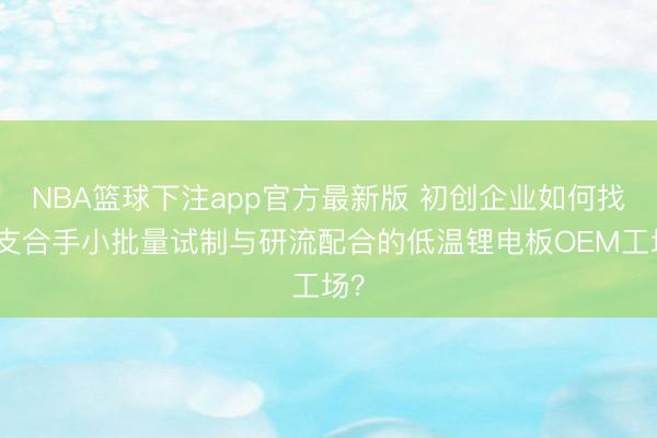 NBA篮球下注app官方最新版 初创企业如何找到支合手小批量试制与研流配合的低温锂电板OEM工场？