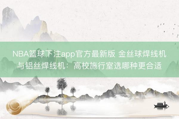 NBA篮球下注app官方最新版 金丝球焊线机与铝丝焊线机:高校施行室选哪种更合适