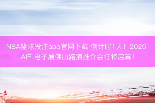 NBA篮球投注app官网下载 倒计时1天！2026 AIE 电子展佛山路演推介会行将启幕！