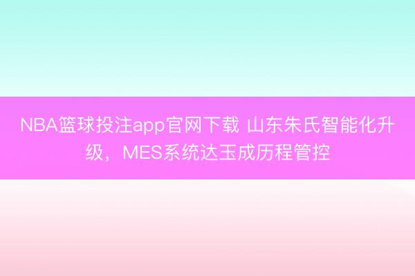 NBA篮球投注app官网下载 山东朱氏智能化升级，MES系统达玉成历程管控