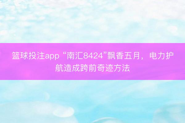 篮球投注app “南汇8424”飘香五月，电力护航造成跨前奇迹方法