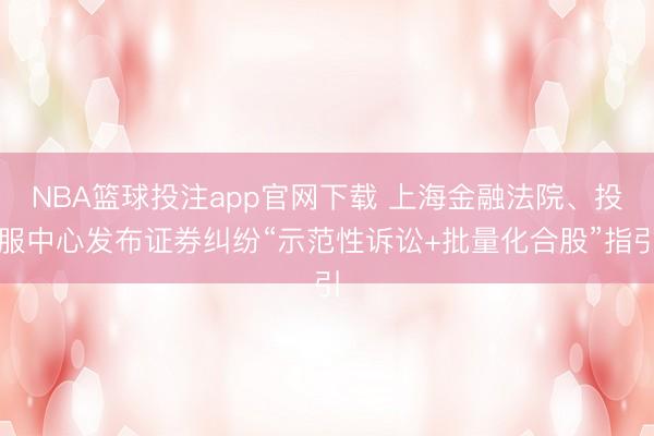 NBA篮球投注app官网下载 上海金融法院、投服中心发布证券纠纷“示范性诉讼+批量化合股”指引