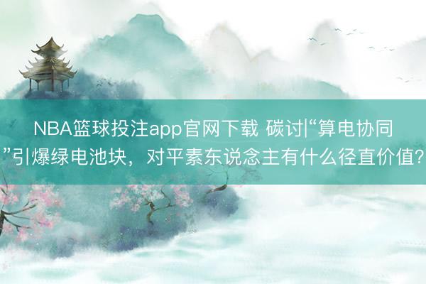 NBA篮球投注app官网下载 碳讨|“算电协同”引爆绿电池块，对平素东说念主有什么径直价值？