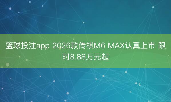 篮球投注app 2026款传祺M6 MAX认真上市 限时8.88万元起