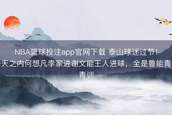 NBA篮球投注app官网下载 泰山球迷过节！一天之内何想凡李家进谢文能王人进球，全是鲁能青训