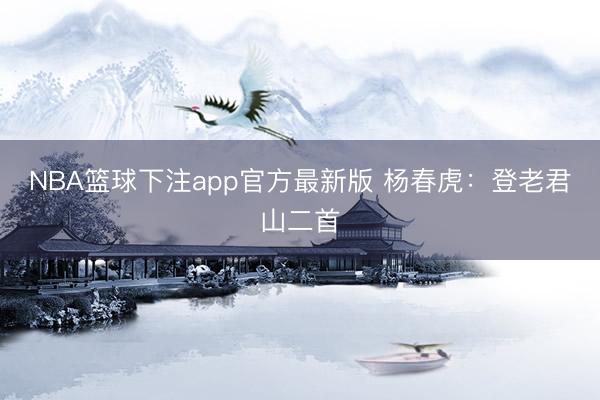 NBA篮球下注app官方最新版 杨春虎：登老君山二首