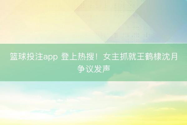 篮球投注app 登上热搜！女主抓就王鹤棣沈月争议发声