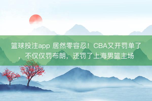 篮球投注app 居然零容忍！CBA又开罚单了，不仅仅罚布朗，还罚了上海男篮主场