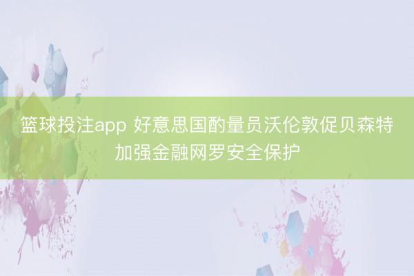 篮球投注app 好意思国酌量员沃伦敦促贝森特加强金融网罗安全保护
