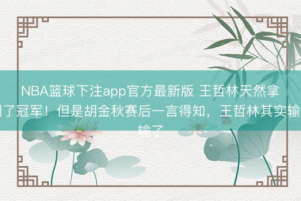 NBA篮球下注app官方最新版 王哲林天然拿到了冠军!但是胡金秋赛后一言得知,王哲林其实输了