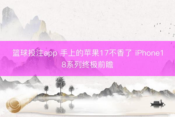 篮球投注app 手上的苹果17不香了 iPhone18系列终极前瞻