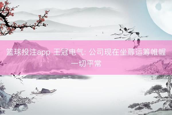 篮球投注app 王冠电气: 公司现在坐蓐运筹帷幄一切平常