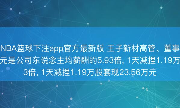 NBA篮球下注app官方最新版 王子新材高管、董事程刚年薪72.41万元是公司东说念主均薪酬的5.93倍， 1天减捏1.19万股套现23.56万元
